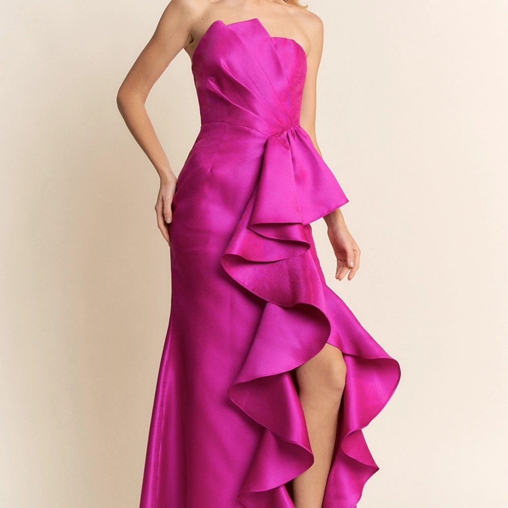 Vibrant Strapless Fuchsia Dress